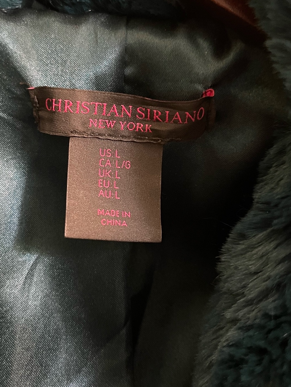 Christian Siriano Plush Faux-Fur Coat - Teal Blue - Picture 2 of 4